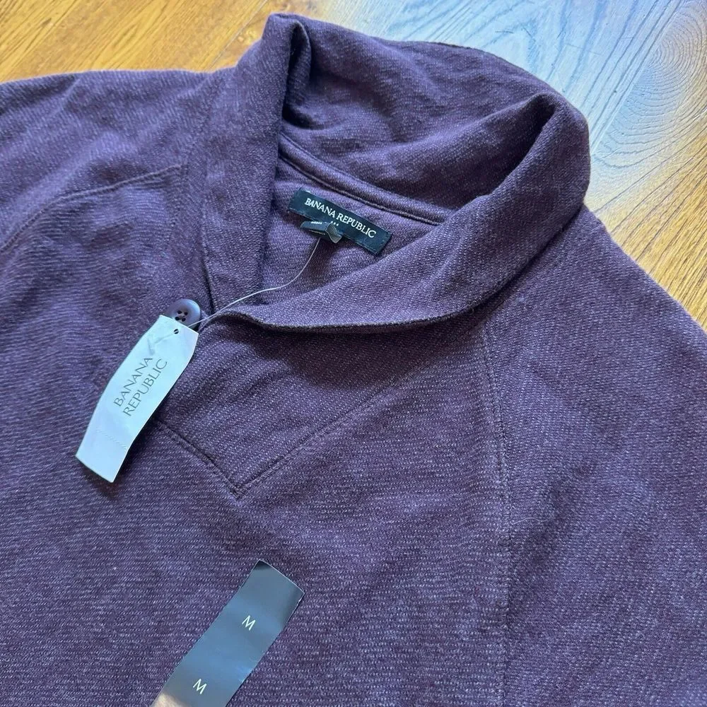 NWT Banana Republic Burgundy Shawl Collar Pullover‎ Sweater Men's Size M